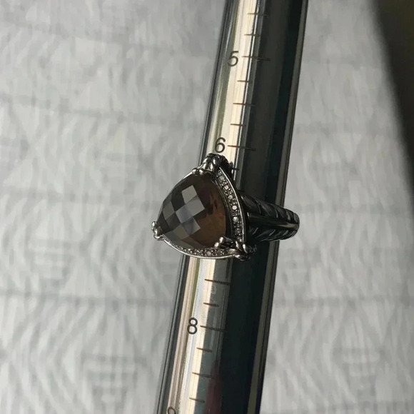 925 Sterling Silver and 14k gold smoky quartz Town and Country Ring size 7 - Picture 4 of 14